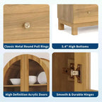 Dispensa alta da cucina a volta da 71 pollici, mobile contenitore moderno con 2 cassetti e ante in vetro, dispensa da cucina, libreria a volta in legno