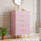 Cassettiera moderna in legno con maniglie dorate, mobile alto per un'organizzazione efficiente, cassettiera organizer per camera da letto, soggiorno