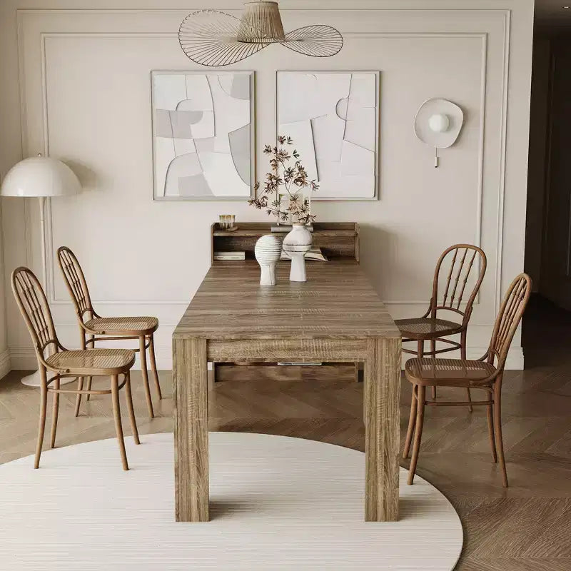 Okak 95.43IN Tavolo da pranzo moderno allungabile con contenitore, tavolo pieghevole salvaspazio con piano lungo, tavolo da cucina per sala da pranzo