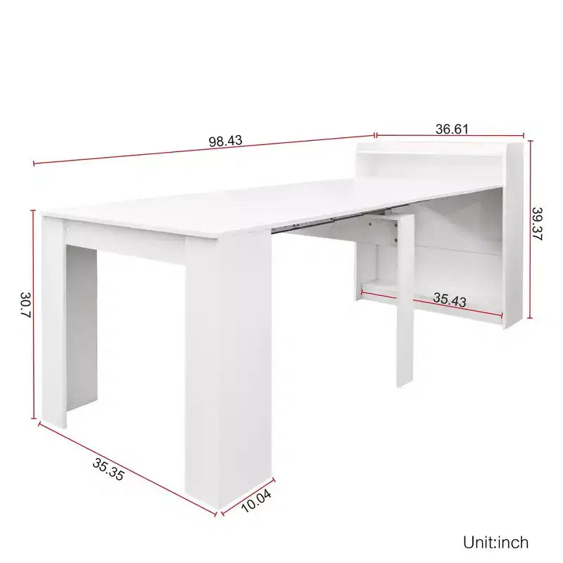Okak 95.43IN Tavolo da pranzo moderno allungabile con contenitore, tavolo pieghevole salvaspazio con piano lungo, tavolo da cucina per sala da pranzo