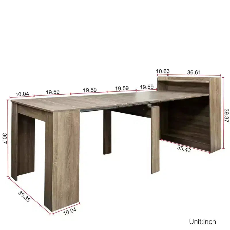 Okak 95.43IN Tavolo da pranzo moderno allungabile con contenitore, tavolo pieghevole salvaspazio con piano lungo, tavolo da cucina per sala da pranzo