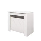 Tavolo da pranzo allungabile moderno Okak 118IN con verniciatura effetto marmo, set tavolo pieghevole per 6 persone, tavolo da cucina per soggiorno, sala da pranzo, bianco
