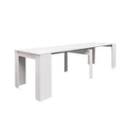 Tavolo da pranzo allungabile moderno Okak 118IN con verniciatura effetto marmo, set tavolo pieghevole per 6 persone, tavolo da cucina per soggiorno, sala da pranzo, bianco