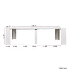 Tavolo da pranzo allungabile moderno Okak 118IN con verniciatura effetto marmo, set tavolo pieghevole per 6 persone, tavolo da cucina per soggiorno, sala da pranzo, bianco