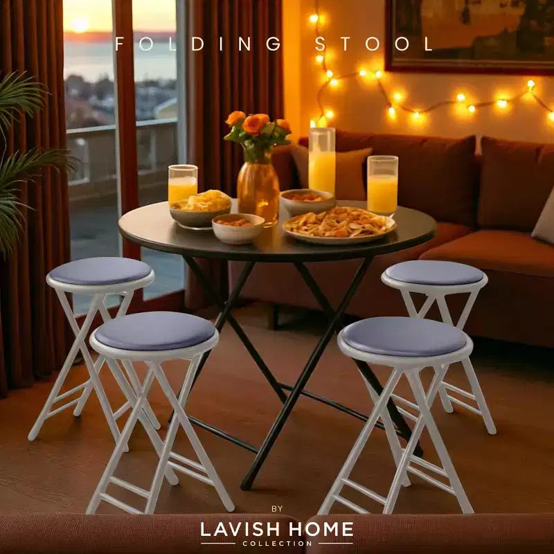 Set di 4 sgabelli da bar Lavish Home ad altezza bancone, sedie pieghevoli senza schienale da 24 pollici con capacità di 102 kg per cucina, sala ricreativa o sala giochi