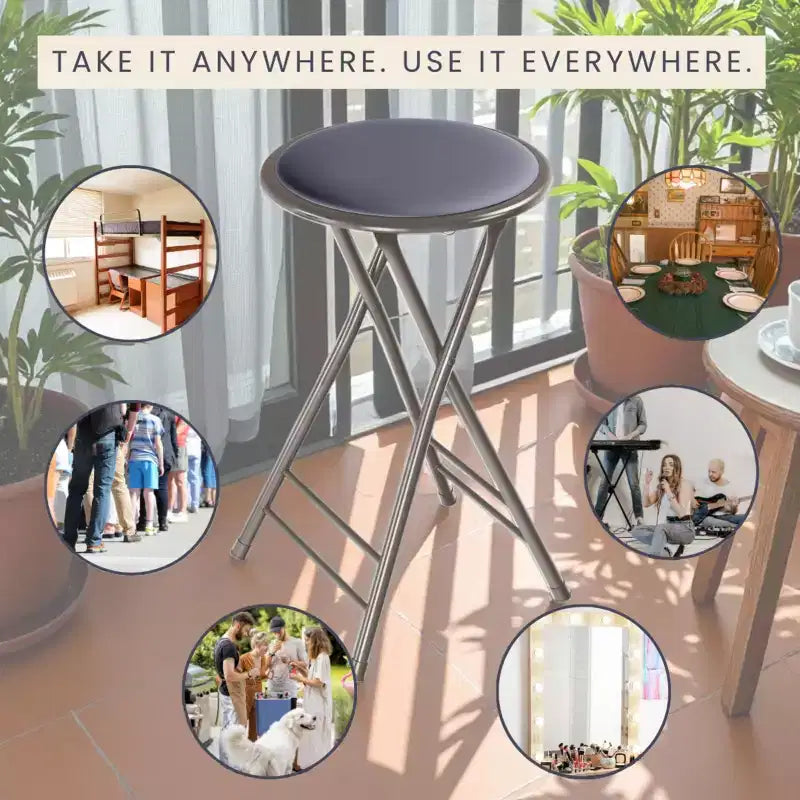 Set di 4 sgabelli da bar Lavish Home ad altezza bancone, sedie pieghevoli senza schienale da 24 pollici con capacità di 102 kg per cucina, sala ricreativa o sala giochi