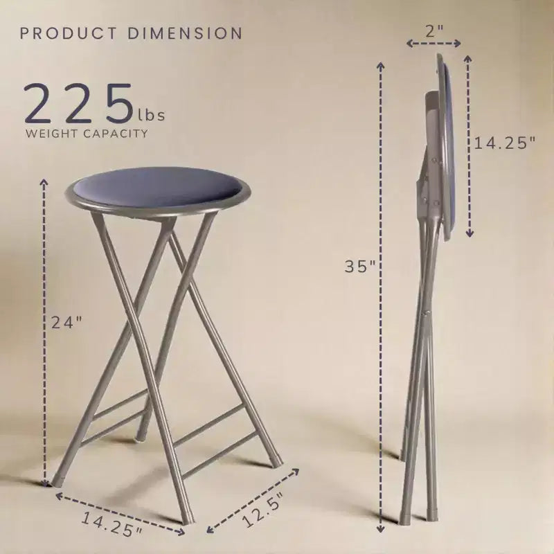 Set di 4 sgabelli da bar Lavish Home ad altezza bancone, sedie pieghevoli senza schienale da 24 pollici con capacità di 102 kg per cucina, sala ricreativa o sala giochi