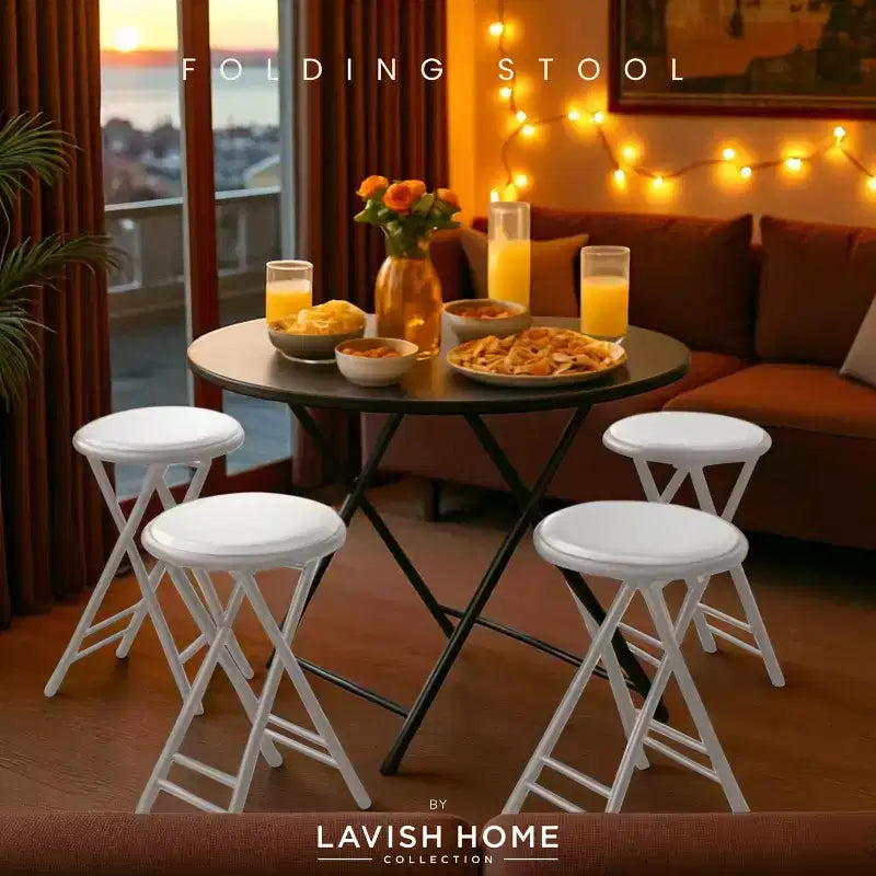 Set di 4 sgabelli da bar Lavish Home ad altezza bancone, sedie pieghevoli senza schienale da 24 pollici con capacità di 102 kg per cucina, sala ricreativa o sala giochi
