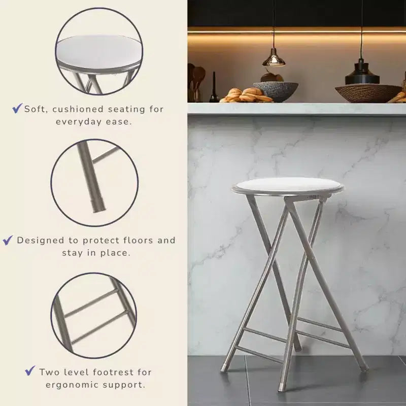 Set di 4 sgabelli da bar Lavish Home ad altezza bancone, sedie pieghevoli senza schienale da 24 pollici con capacità di 102 kg per cucina, sala ricreativa o sala giochi