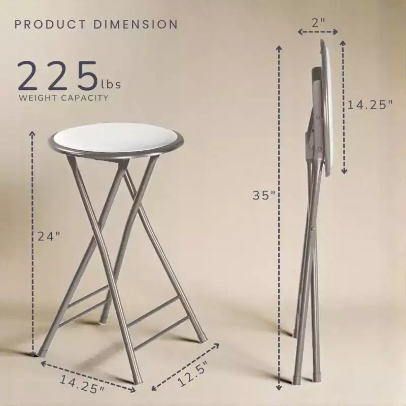 Set di 4 sgabelli da bar Lavish Home ad altezza bancone, sedie pieghevoli senza schienale da 24 pollici con capacità di 102 kg per cucina, sala ricreativa o sala giochi