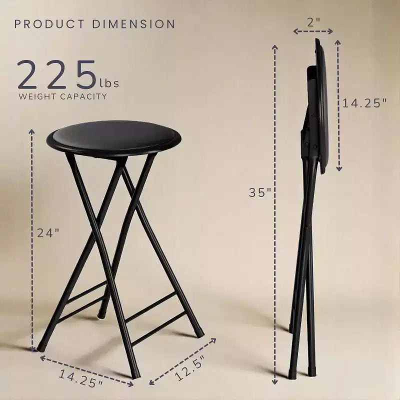 Set di 4 sgabelli da bar Lavish Home ad altezza bancone, sedie pieghevoli senza schienale da 24 pollici con capacità di 102 kg per cucina, sala ricreativa o sala giochi