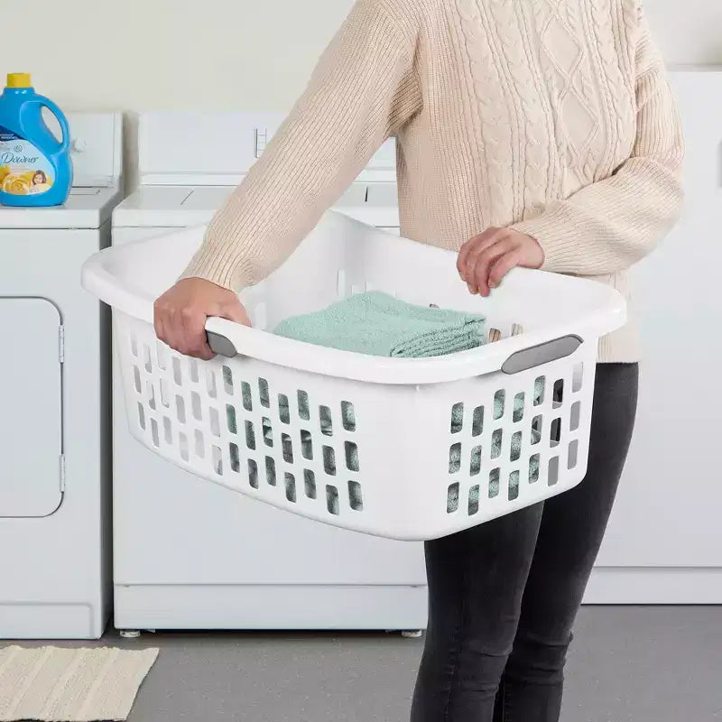 Sterilite Cesto per biancheria HipHold, capacità 1.5 Bushel, in plastica, colore bianco, confezione da 6
