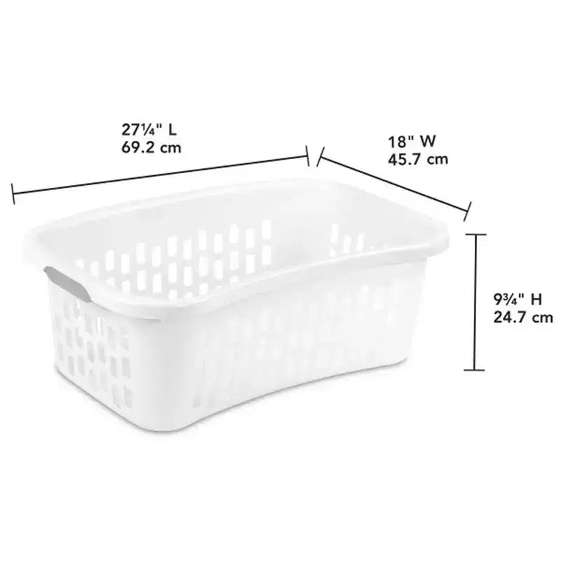 Sterilite HipHold Cesta per bucato, Cesto portabiancheria in plastica da 1,5 Bushel, Bianco, Confezione da 24