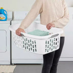 Sterilite HipHold Cesta per bucato, Cesto portabiancheria in plastica da 1,5 Bushel, Bianco, Confezione da 24