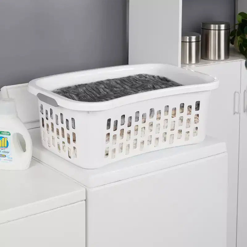Sterilite HipHold Cesta per bucato, Cesto portabiancheria in plastica da 1,5 Bushel, Bianco, Confezione da 24