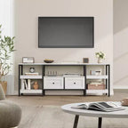 Mobile TV Rustico Industriale con 2 Cassetti e Ripiani a Giorno, per SoggiornoSala Home TheaterAdatto aSoggiorni Open-Space
