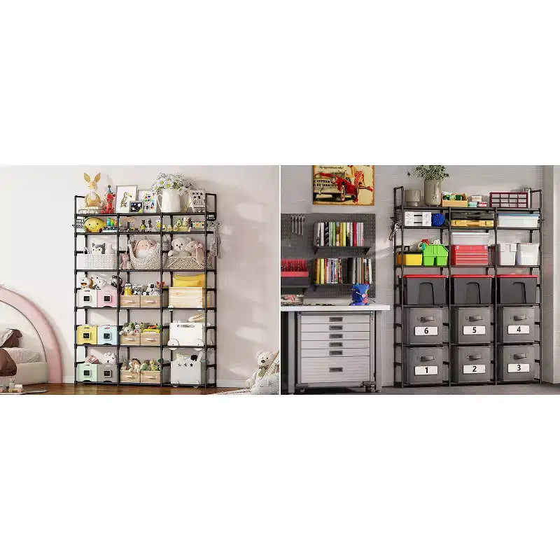 Scarpiera a 7 livelli, Scaffale portatile regolabile per 24-30 paia di scarpe, Organizer per stivali alti, Porta scarpe per armadio, camera da letto, garage, ingresso, Nero