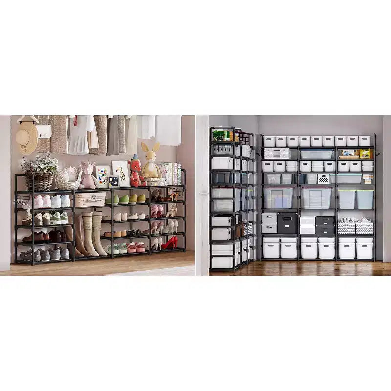 Scarpiera a 7 livelli, Scaffale portatile regolabile per 24-30 paia di scarpe, Organizer per stivali alti, Porta scarpe per armadio, camera da letto, garage, ingresso, Nero