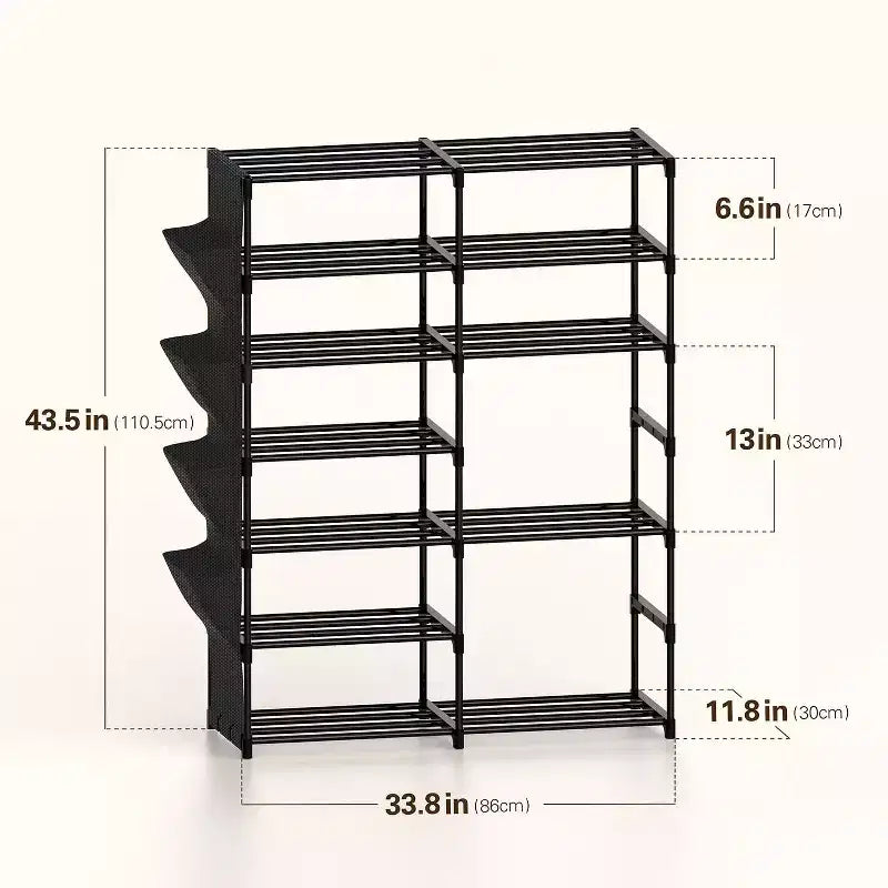 Scarpiera a 7 livelli, Scaffale portatile regolabile per 24-30 paia di scarpe, Organizer per stivali alti, Porta scarpe per armadio, camera da letto, garage, ingresso, Nero