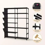 Scarpiera a 7 livelli, Scaffale portatile regolabile per 24-30 paia di scarpe, Organizer per stivali alti, Porta scarpe per armadio, camera da letto, garage, ingresso, Nero