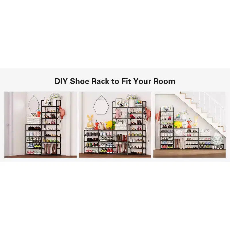Scarpiera a 7 livelli, Scaffale portatile regolabile per 24-30 paia di scarpe, Organizer per stivali alti, Porta scarpe per armadio, camera da letto, garage, ingresso, Nero