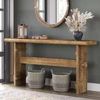 Lantine Solid Wood Console Table for Entryway, 63-Inch Long Farmhouse Sofa Table Behind Couch, for Foyer, Hallway, Living Room,Brown
