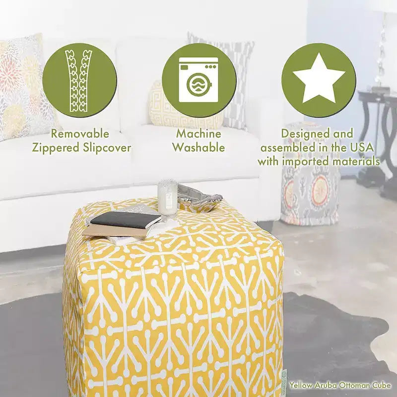 Majestic Home Goods,Pouf Cubo Bambù Bruciato