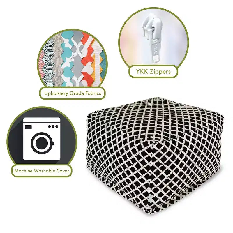 Majestic Home Goods, pouf ottomano in bambù bruciato