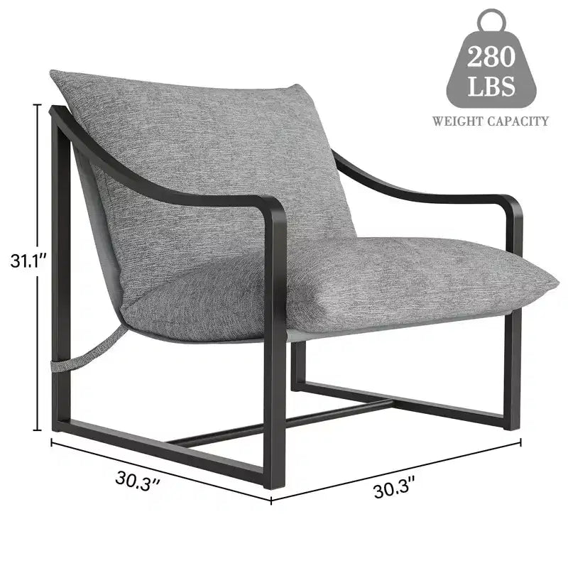 Poltrona Sling Moderna, Seduta Multiuso, Comoda Poltrona Lounge, Poltrona Compatta e Resistente, per Soggiorno, Sala Studio e Relax