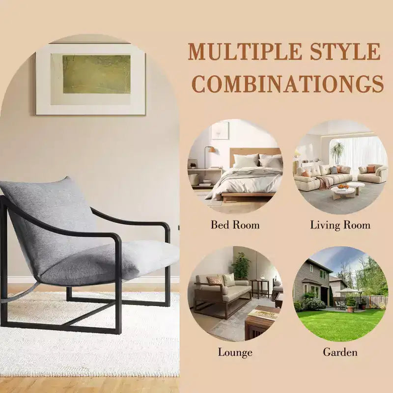 Poltrona Sling Moderna, Seduta Multiuso, Comoda Poltrona Lounge, Poltrona Compatta e Resistente, per Soggiorno, Sala Studio e Relax