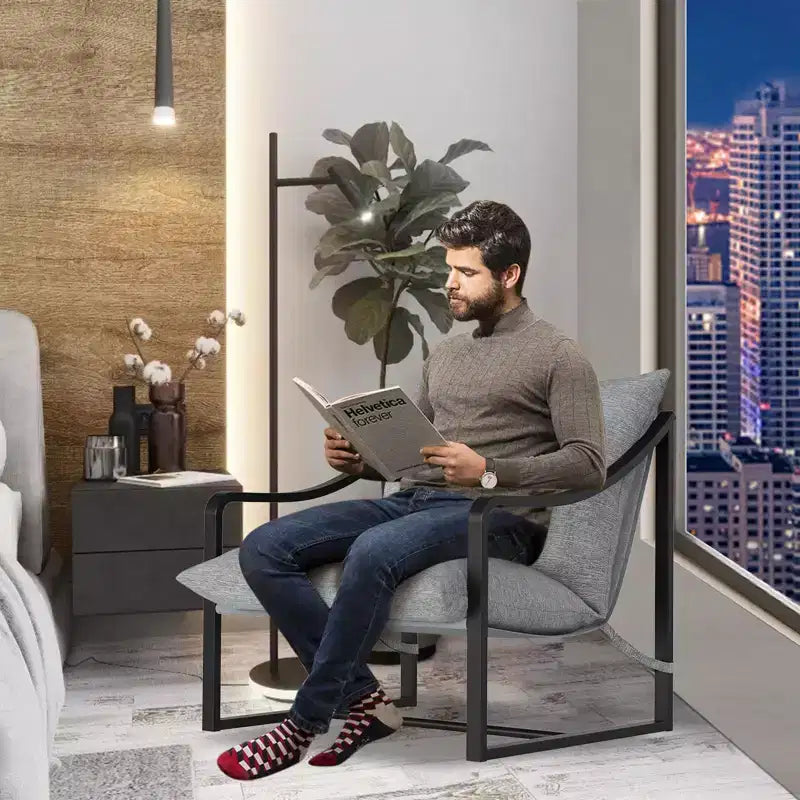 Poltrona Sling Moderna, Seduta Multiuso, Comoda Poltrona Lounge, Poltrona Compatta e Resistente, per Soggiorno, Sala Studio e Relax