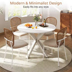 Zevemomo Set da pranzo da 5 pezzi in stile metà secolo per 4-6 persone, tavolo con piano in MDF e gambe in metallo, set tavolo da pranzo con base a colonna e tavolino da caffè
