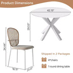 Zevemomo Set da pranzo da 5 pezzi in stile metà secolo per 4-6 persone, tavolo con piano in MDF e gambe in metallo, set tavolo da pranzo con base a colonna e tavolino da caffè