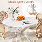 Zevemomo Set da pranzo da 5 pezzi in stile metà secolo per 4-6 persone, tavolo con piano in MDF e gambe in metallo, set tavolo da pranzo con base a colonna e tavolino da caffè