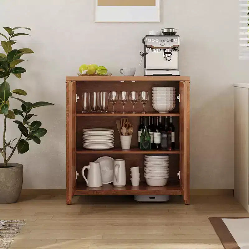Credenza in Rattan Indipendente con Ripiani Regolabili, Mobile Moderno per Soggiorno e Sala da Pranzo