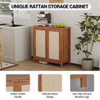 Credenza in Rattan Indipendente con Ripiani Regolabili, Mobile Moderno per Soggiorno e Sala da Pranzo