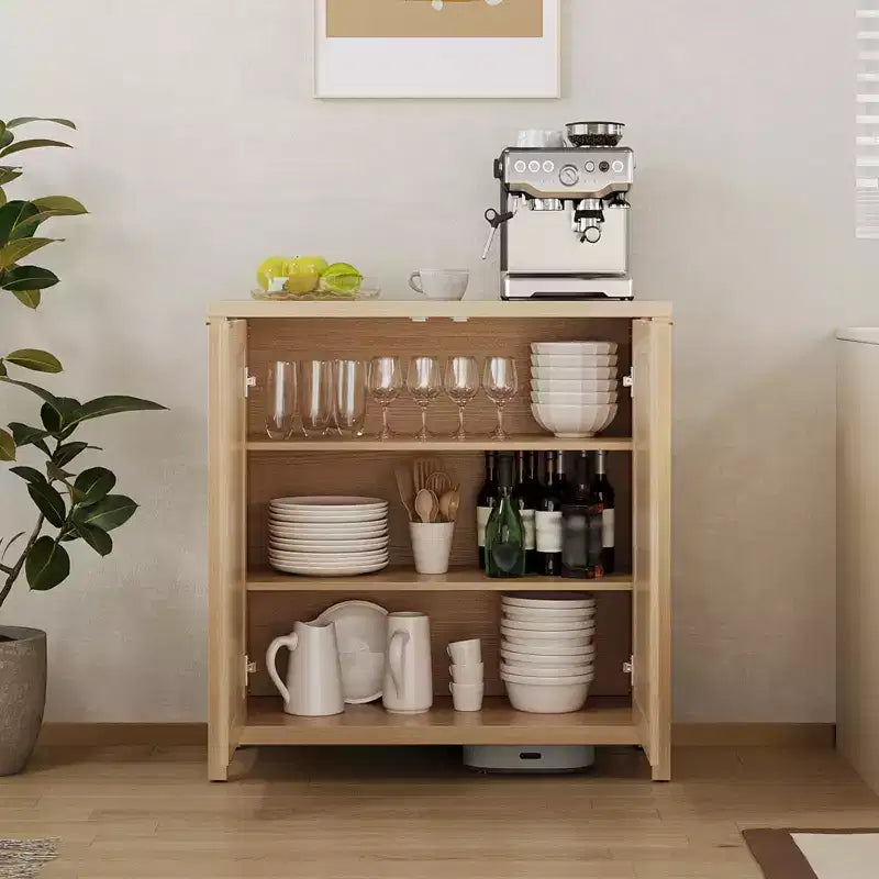 Credenza in Rattan Indipendente con Ripiani Regolabili, Mobile Moderno per Soggiorno e Sala da Pranzo