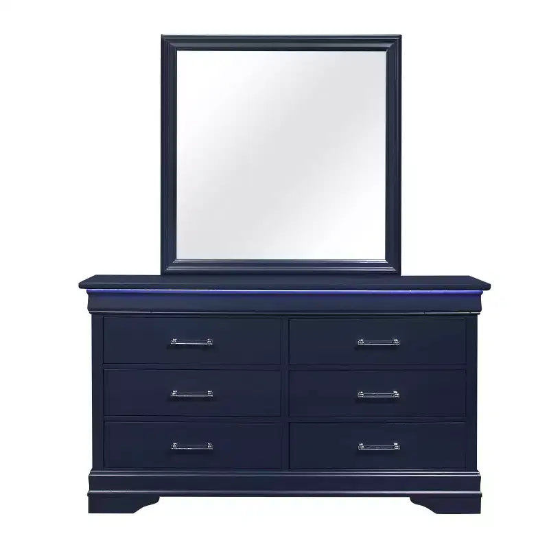 Specchio con cornice blu HomeStock con design tradizionale Luigi Filippo - Grande specchio moderno per camera da letto