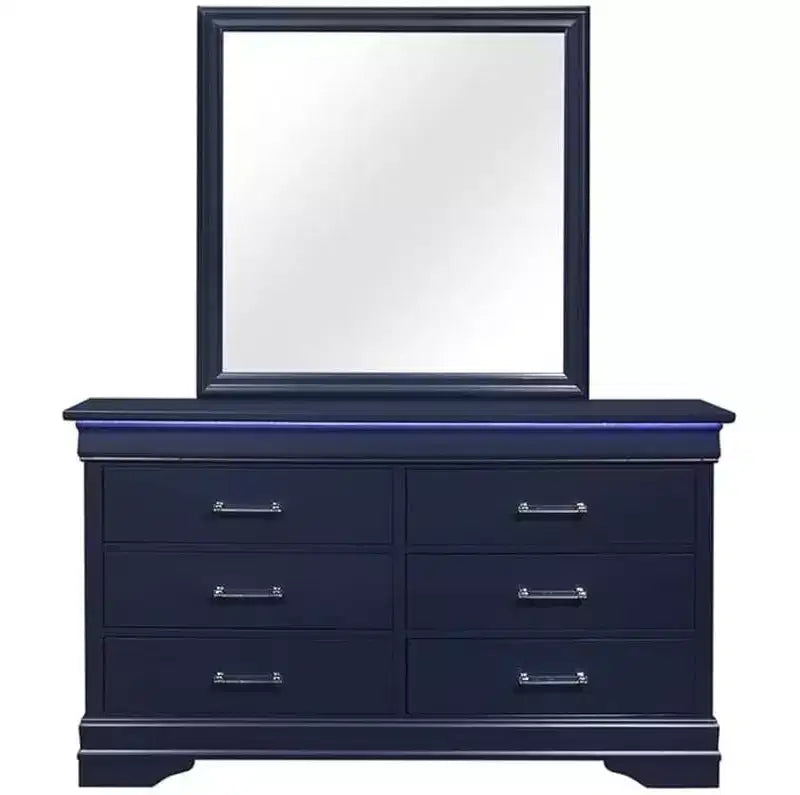 Specchio con cornice blu HomeStock con design tradizionale Luigi Filippo - Grande specchio moderno per camera da letto