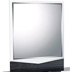 Specchio moderno Hudson HomeStock con finitura lucida e bordo in Zebrano grigio scuro, elegante accessorio per la camera da letto