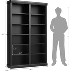 Scaffale alto 74,5" con 2 file di spazio di archiviazione, libreria a sei ripiani a doppia larghezza, libreria spaziosa e autoportante per soggiorno, ufficio, biblioteca
