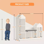 Libreria per bambini a 6 scomparti, portaoggetti per giocattoli con cuscino del sedile, portaoggetti grande da terra per la camera dei bambini, il soggiorno, lo studio, bianco