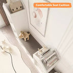 Libreria per bambini a 6 scomparti, portaoggetti per giocattoli con cuscino del sedile, portaoggetti grande da terra per la camera dei bambini, il soggiorno, lo studio, bianco