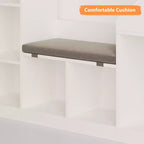 Libreria per bambini a 6 scomparti, portaoggetti per giocattoli con cuscino del sedile, portaoggetti grande da terra per la camera dei bambini, il soggiorno, lo studio, bianco
