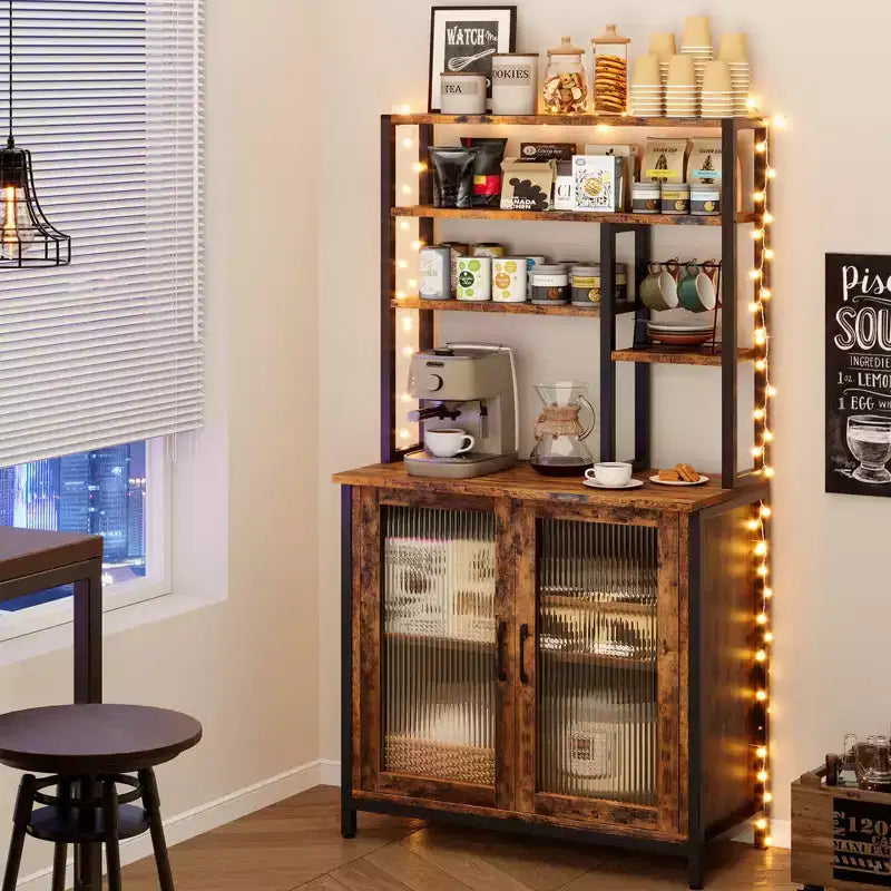 TruAIR Credenza/Mobile Contenitore, 80cm Credenza da Cucina Piccola Stile Fattoria Mobile Contenitore per Caffè con Ripiani Regolabili per Soggiorno Ingresso