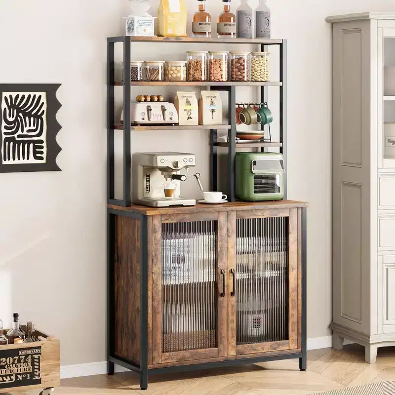 TruAIR Credenza/Mobile Contenitore, 80cm Credenza da Cucina Piccola Stile Fattoria Mobile Contenitore per Caffè con Ripiani Regolabili per Soggiorno Ingresso
