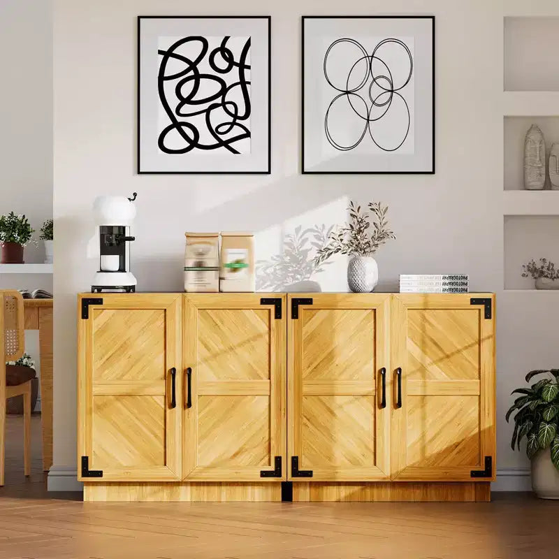 TruAIR Credenza/Mobile Contenitore, 80cm Credenza da Cucina Piccola Stile Fattoria Mobile Contenitore per Caffè con Ripiani Regolabili per Soggiorno Ingresso