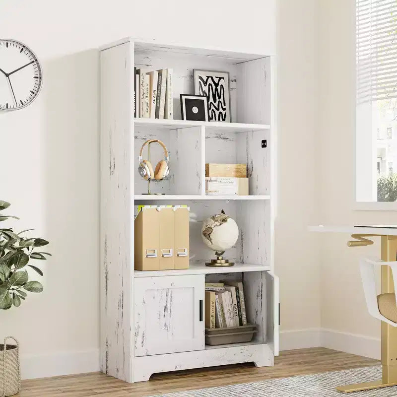 Libreria in legno, libreria con ante, scaffale contenitore da camera, adatta per camera da letto, soggiorno, casa, ufficio