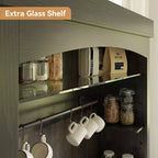 COZONY 72 Mobile bar da caffè alto con luci a LED, credenza a buffet rustica con contenitore, portabottiglie e supporto per microonde per cucina e sala da pranzo