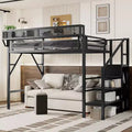 Letto a soppalco bianco Twin XL con scale in metallo, letto a soppalco completo con ripiani e armadio per bambini e ragazzi